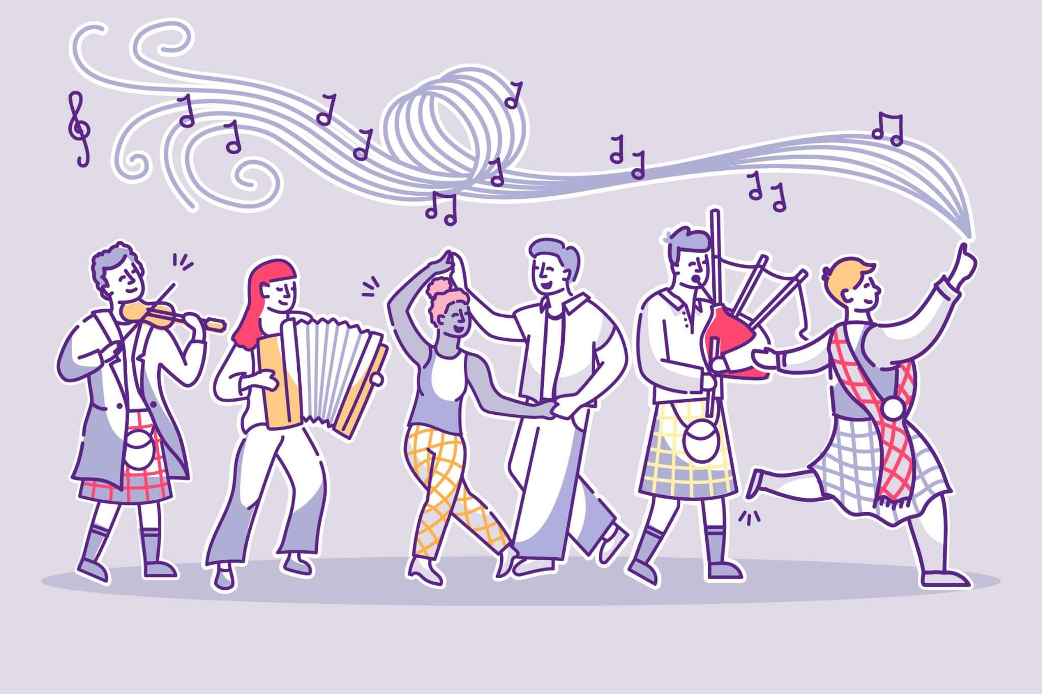 Friends dancing to Scottish Traditional music