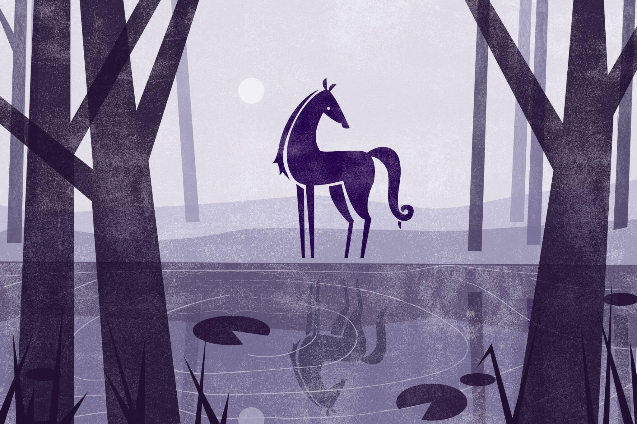 Een kelpie wacht dichtbij water op een argeloze wandelaar