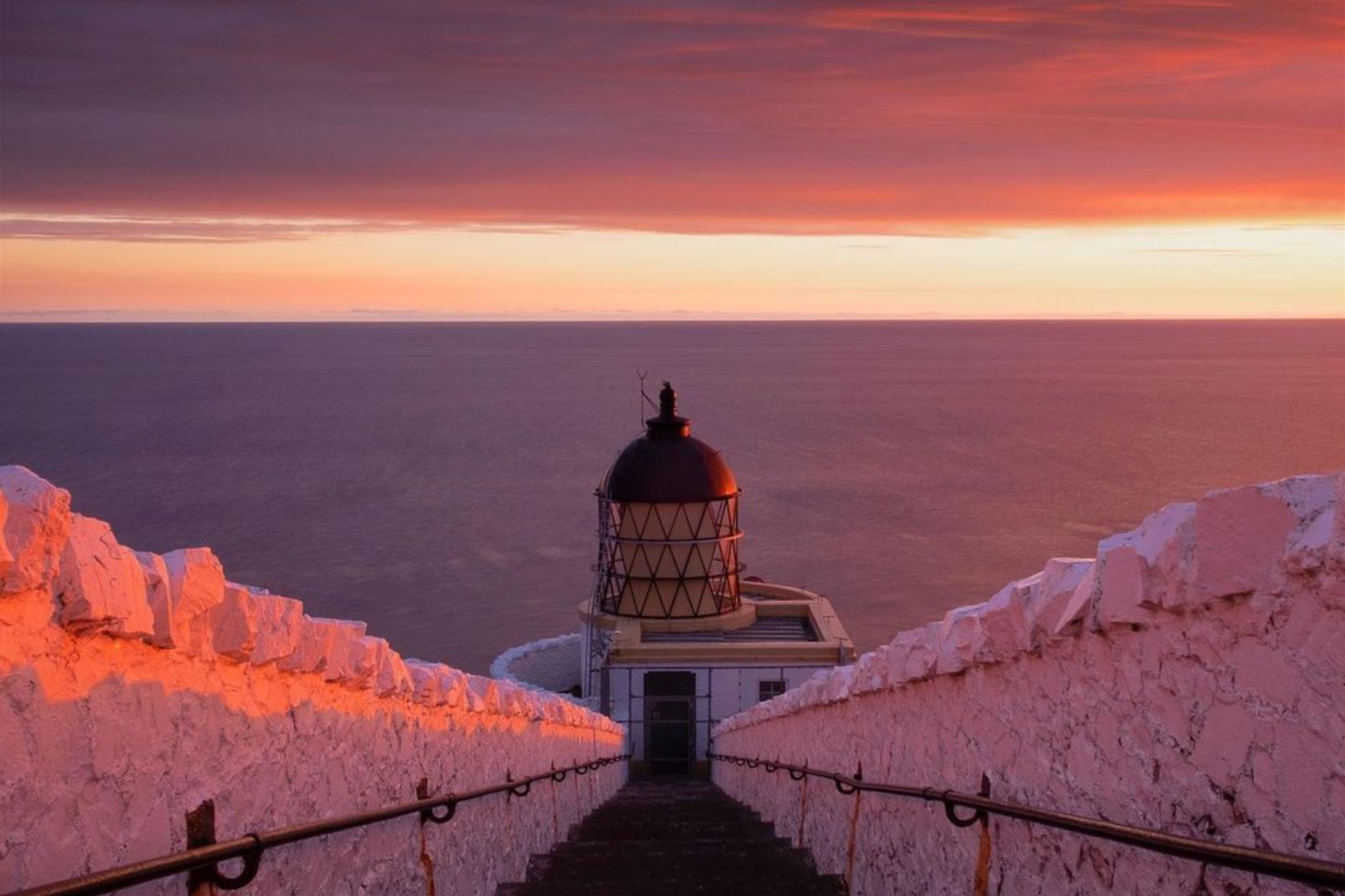 St Abbs Head Lighthouse during golden hour