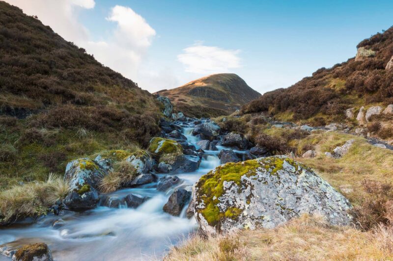 The walking route between the Grey mare's tail and Loch Skeen near Moffat