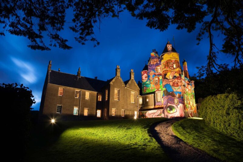 Kelburn Castle at night