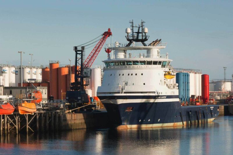 Ship at Aberdeen harbour and port