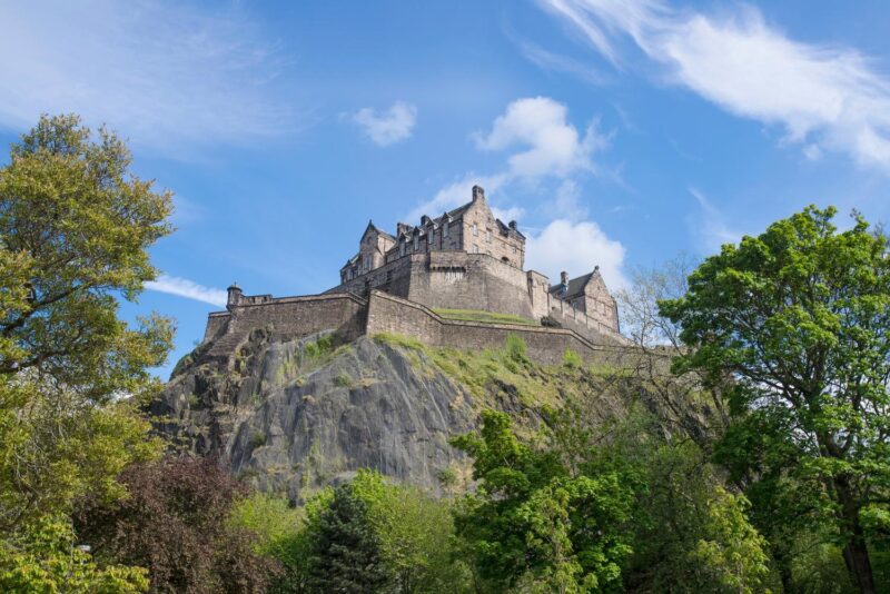 Edinburgh Castle Seen From Princes Street Gardens