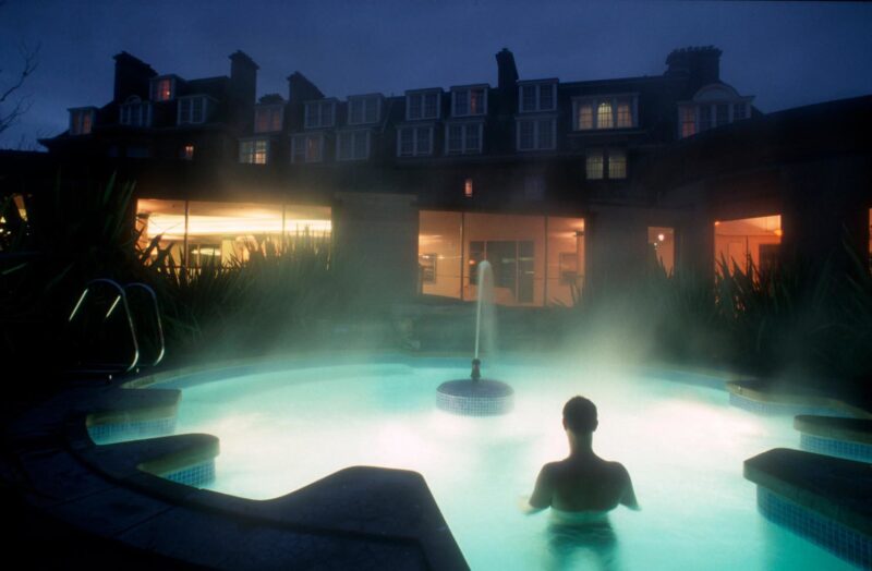 Looking Over The Outdoor Spa Pool At The Gleneagles Hotel South West Of Auchterarder Perth Kinross